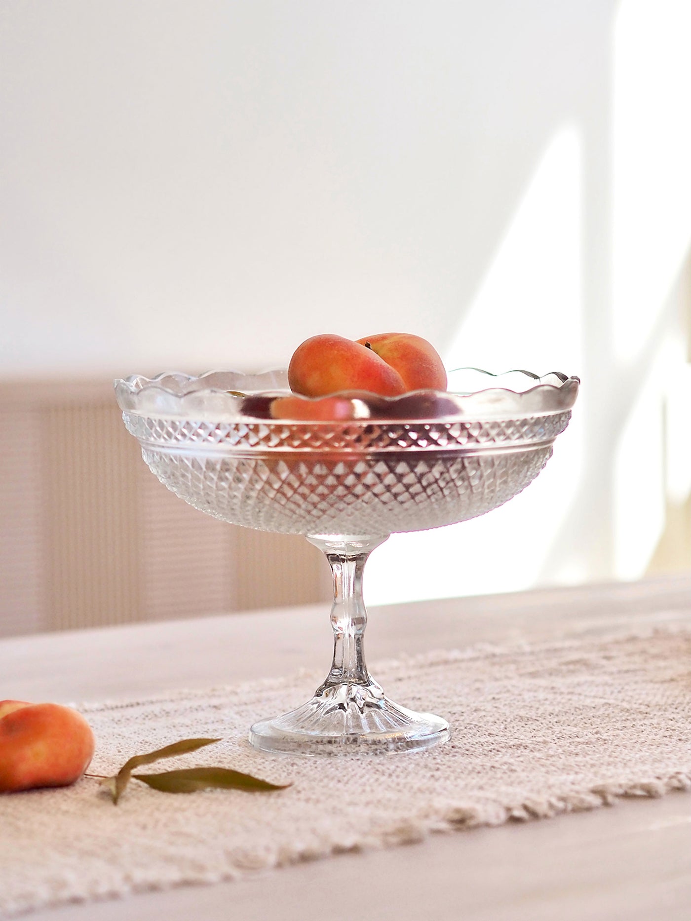 Pressed Glass Scalloped Footed Bowl | Small