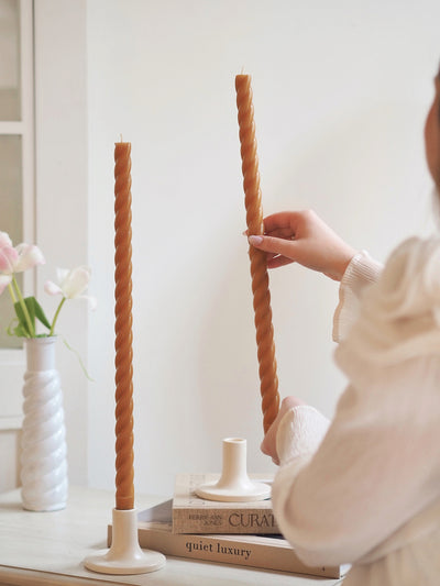 Rope Twist Miel Taper Candle Set | 18" - The Cross Decor & Design