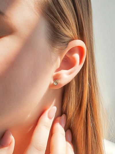 Bezel Oval Studs - The Cross Decor & Design