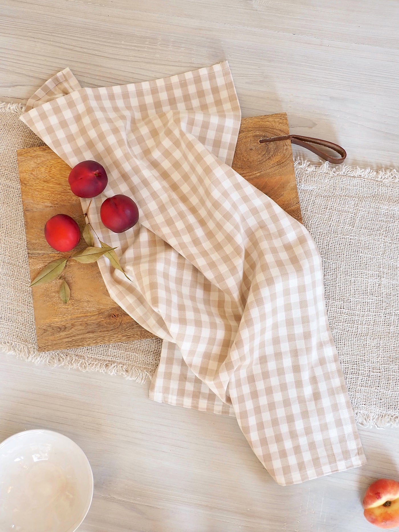 Beige Gingham Tea Towel