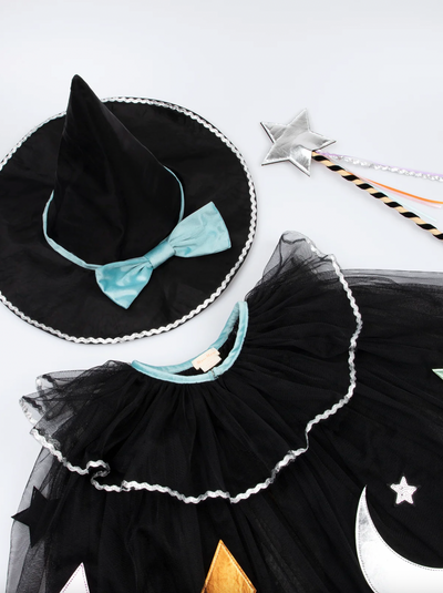Tulle Appliqu Witch Cape, Hat & Wand