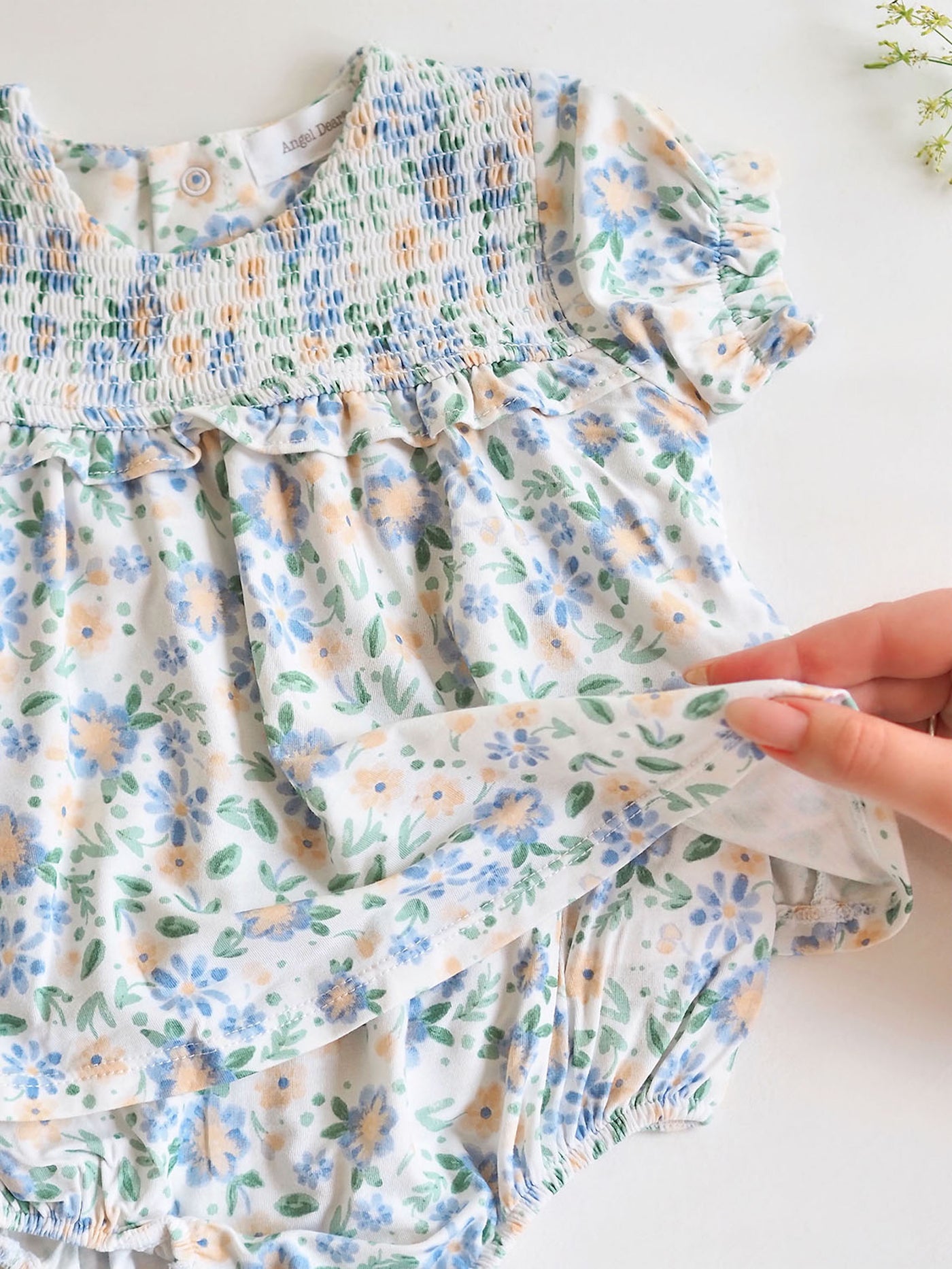 Veronical Floral Smocked Ruffle Bubble w/ Skirt - The Cross Decor & Design