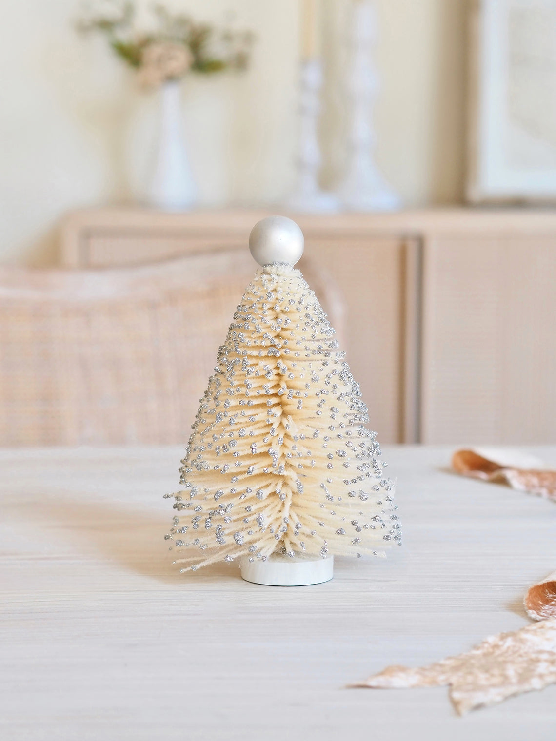 Silver Flaked Bottle Brush Trees - The Cross Decor & Design