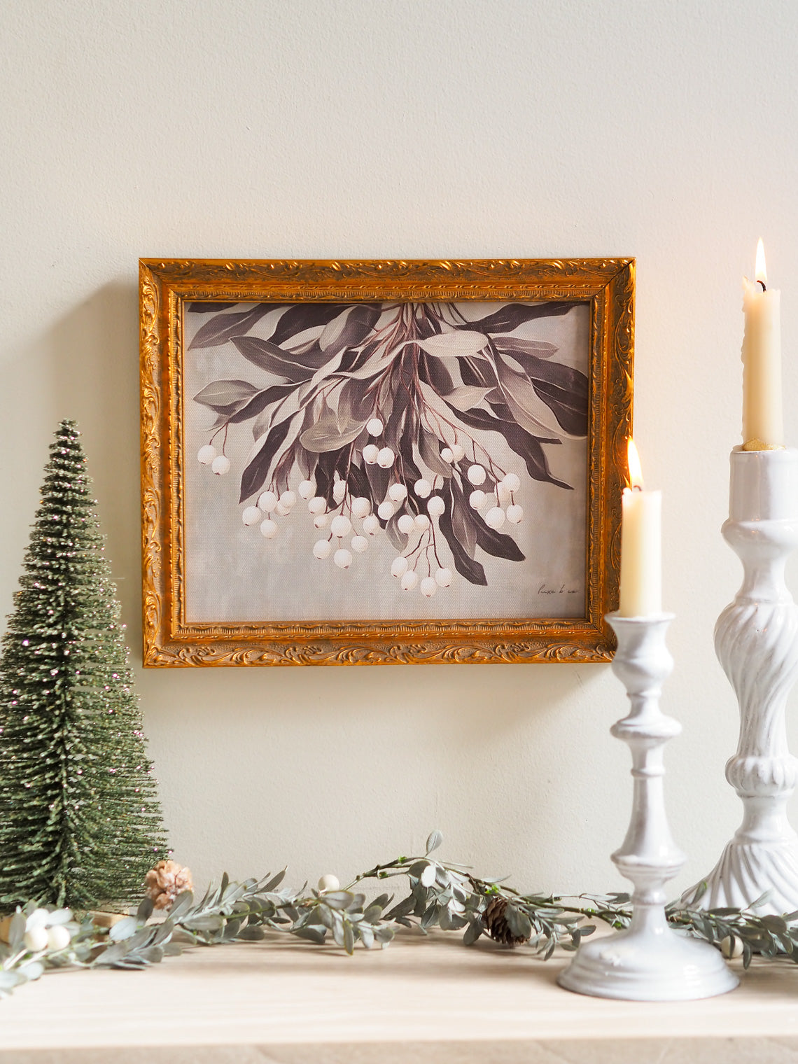 Muted Mistletoe Framed Canvas Print 8x10