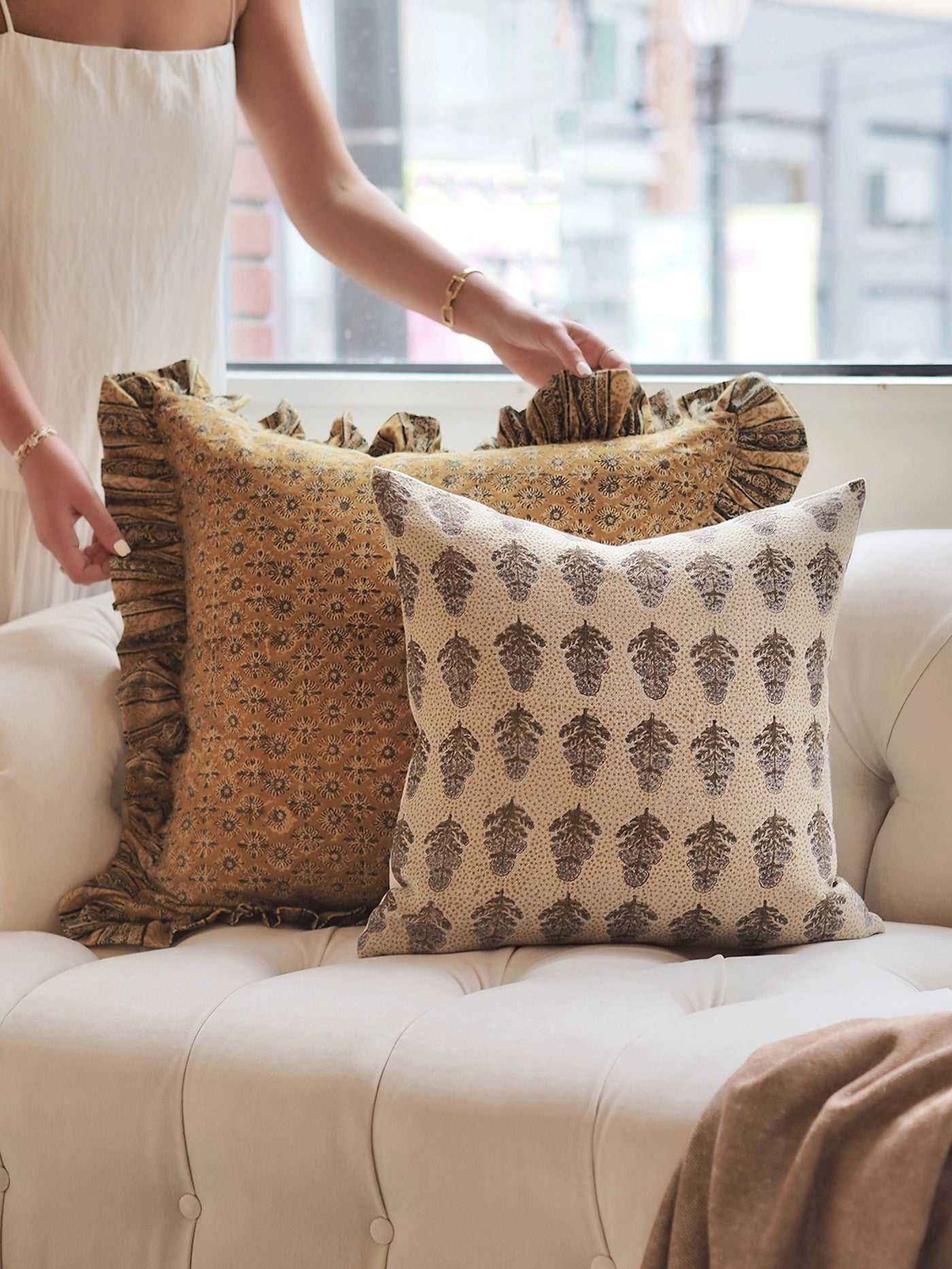 Anika Positano Ruffle Pillow | 22x22 - The Cross Decor & Design