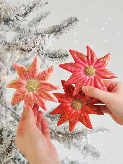 Vintage Poinsettia Ornaments - The Cross Decor & Design