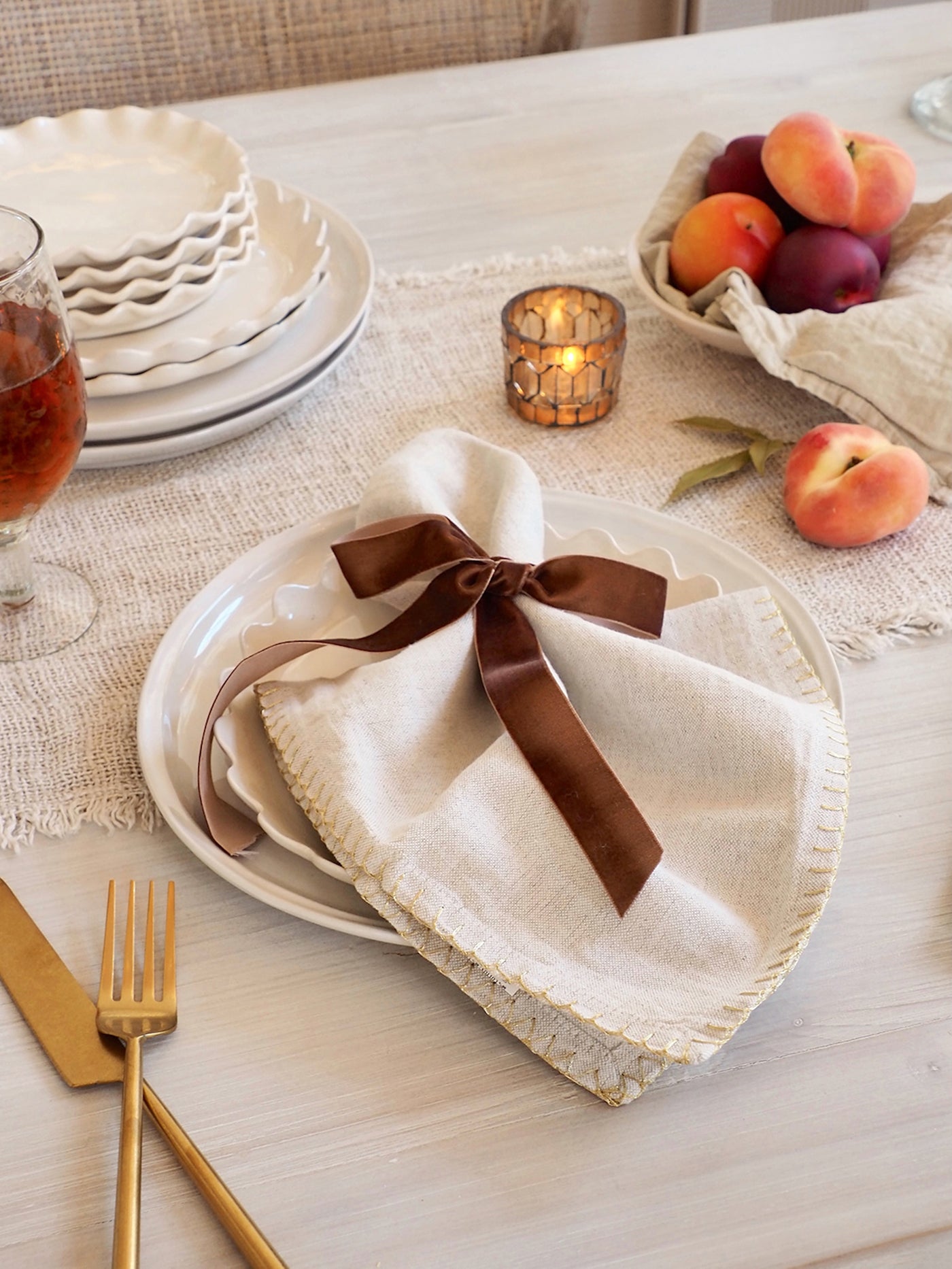 Luma Stitched Grey Linen Napkin