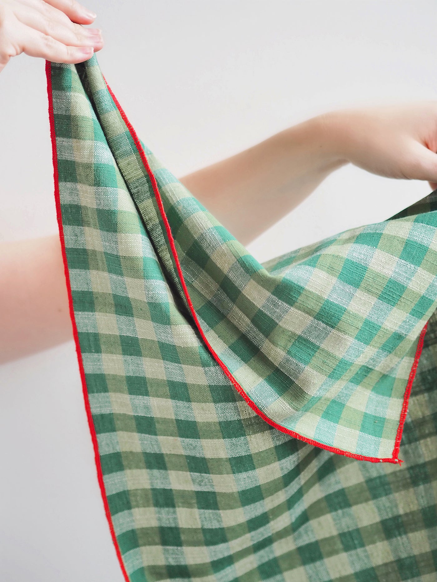 Festive Green Gingham Tea Towel