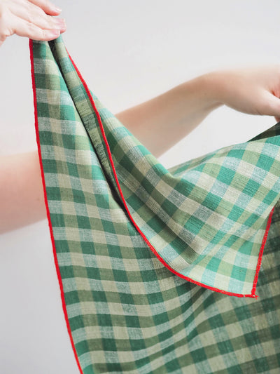 Festive Green Gingham Tea Towel