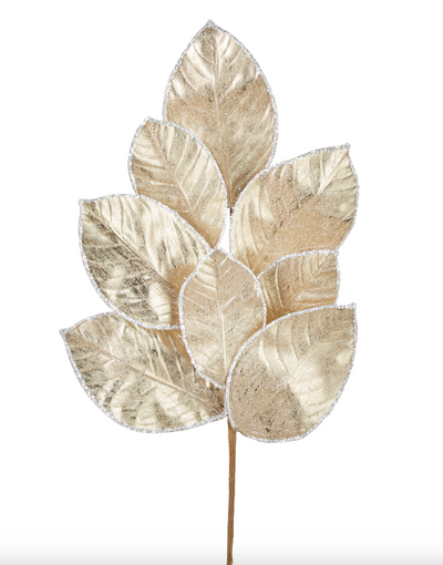 Glittered Magnolia Leaf Stem - The Cross Decor & Design