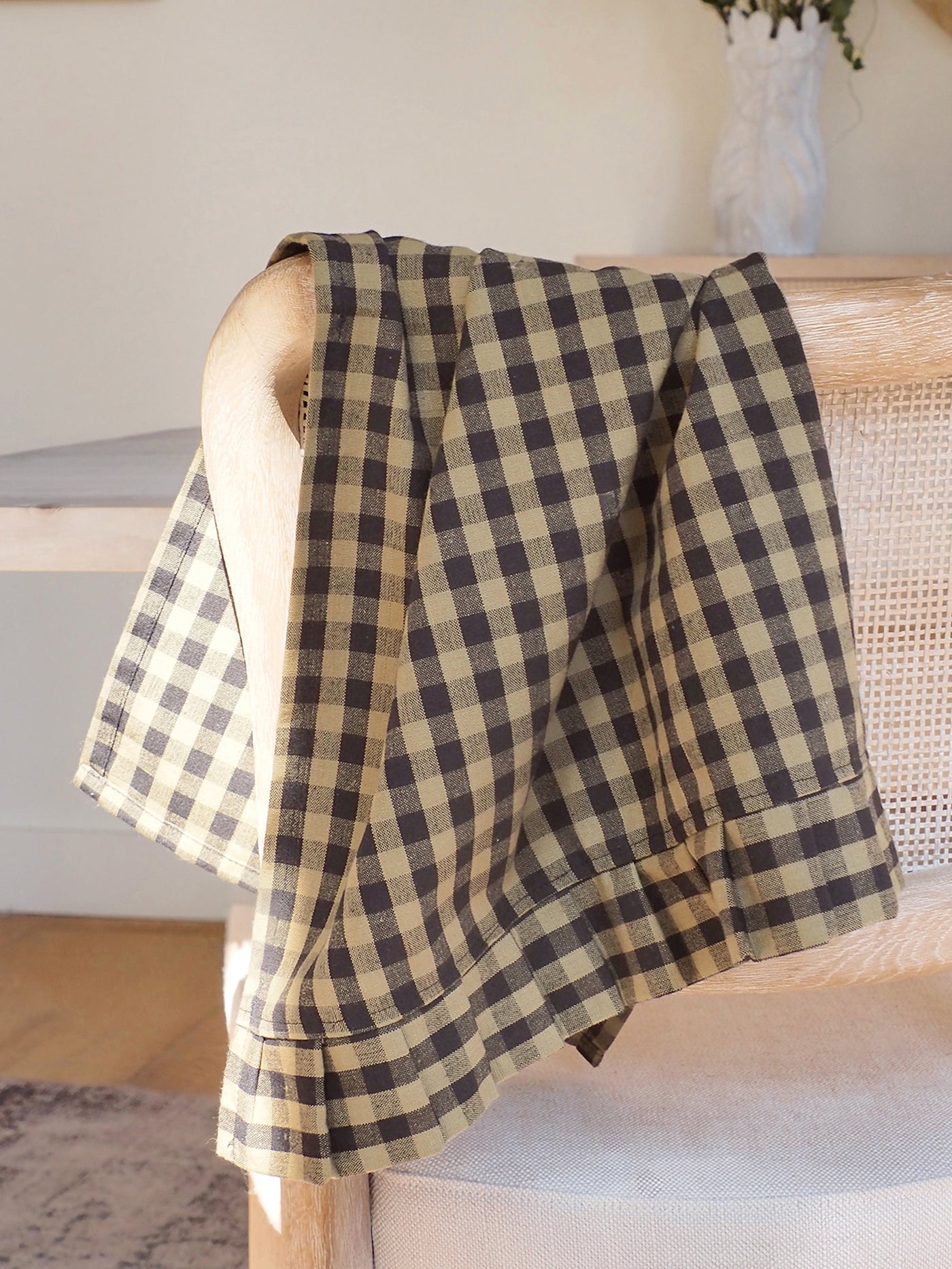 Ruffle Olive Green Gingham Tea Towel