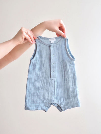Dusty Blue Sleeveless Shortie Romper - The Cross Decor & Design
