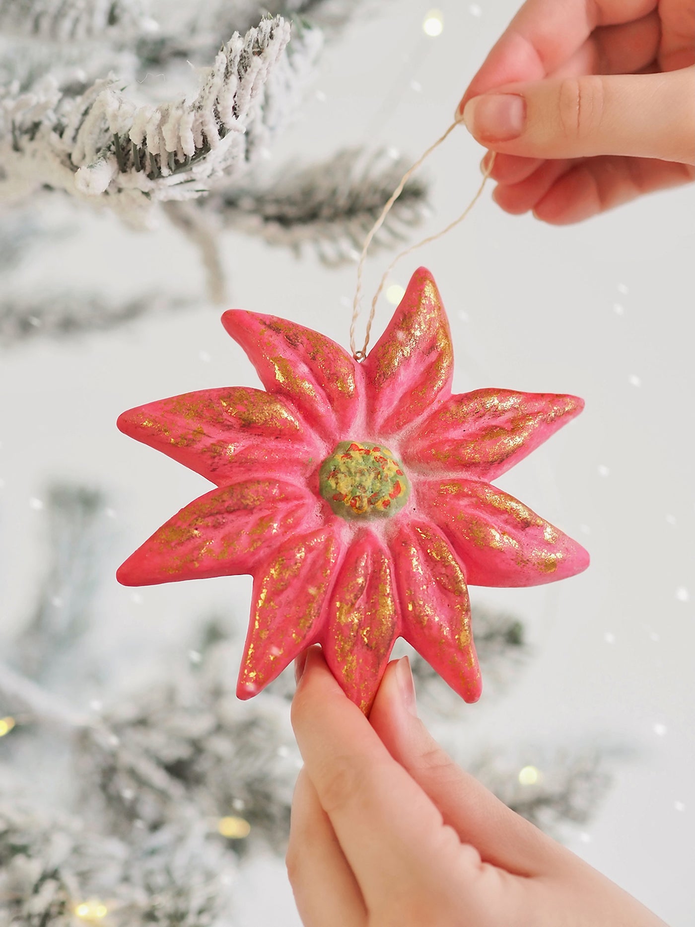 Vintage Poinsettia Ornaments - The Cross Decor & Design