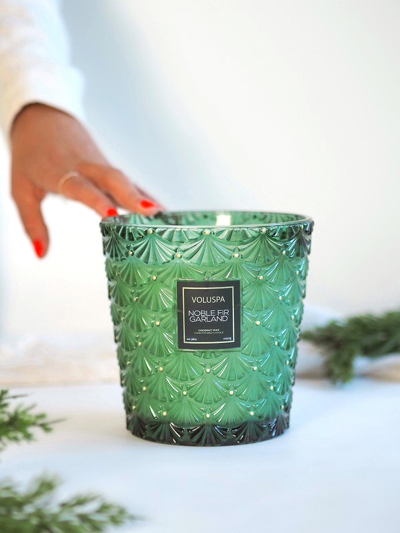 Noble Fir Garland 3 Wick Hearth Candle - The Cross Decor & Design