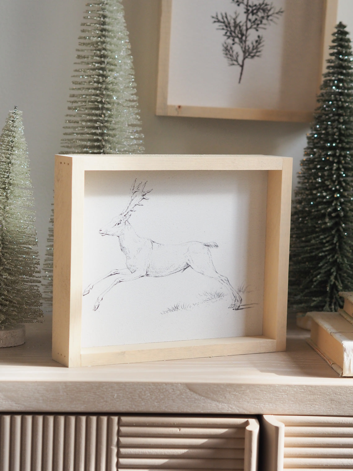 Reindeer Sketch Framed Print 8.5x7