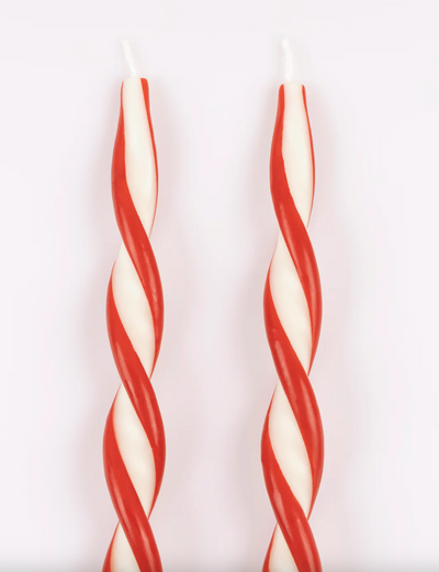 Red Stripe Twist Candles