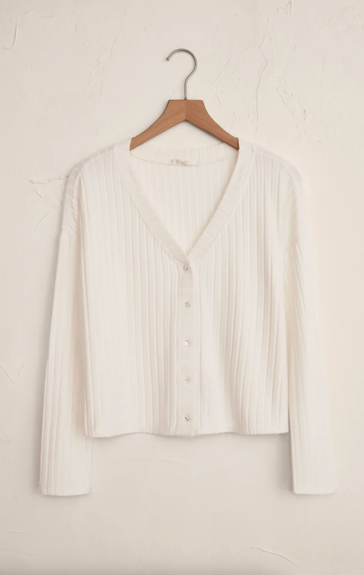 Cream Ribbed Cardigan