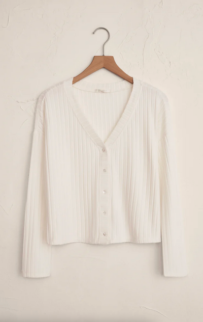 Cream Ribbed Cardigan