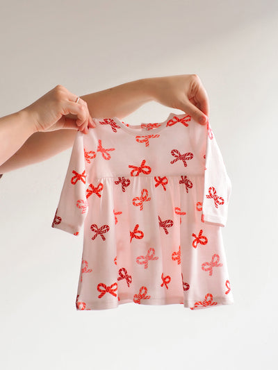 Candy Cane Bows Simple Dress & Bloomer