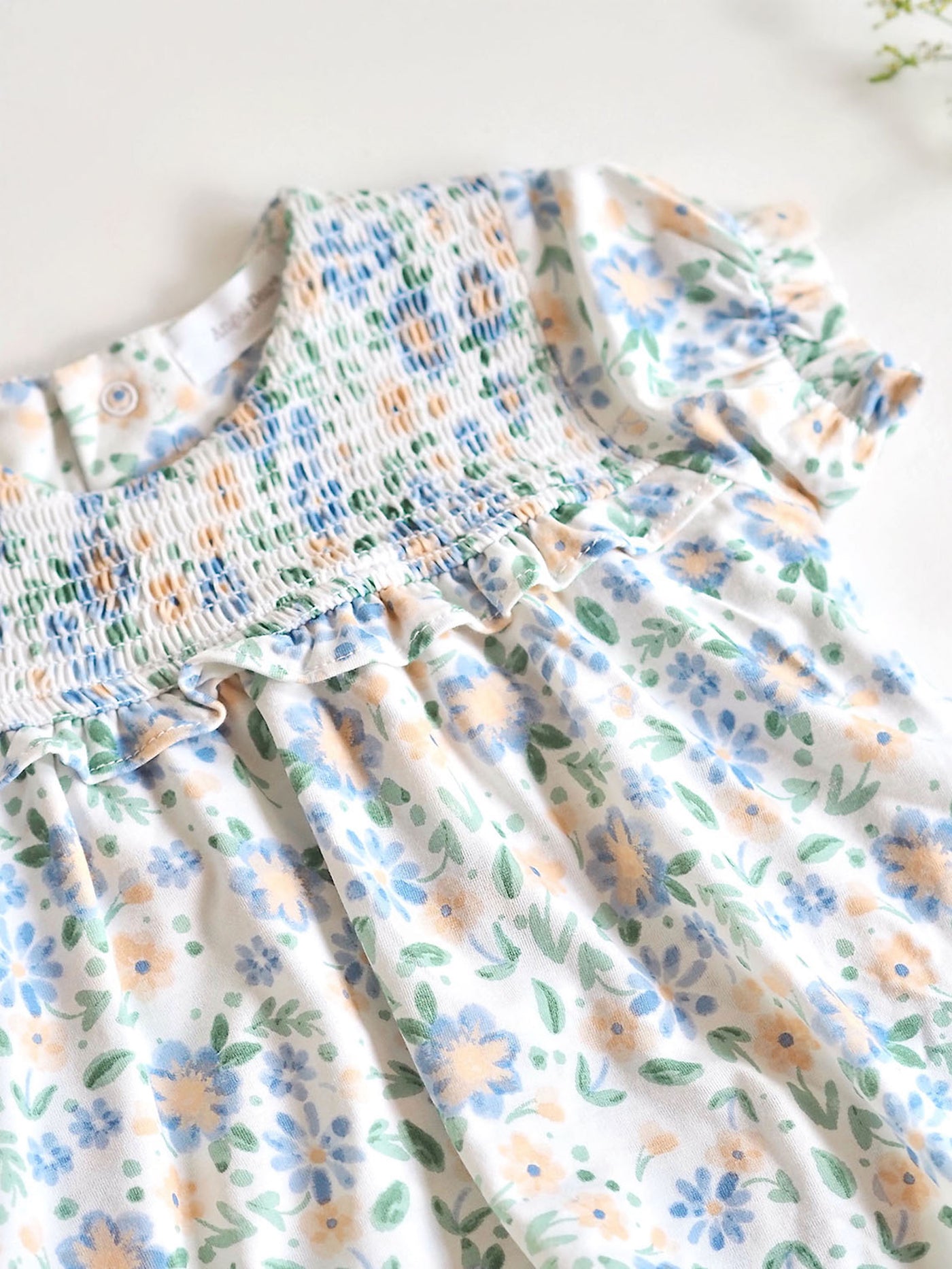 Veronical Floral Smocked Ruffle Bubble w/ Skirt - The Cross Decor & Design