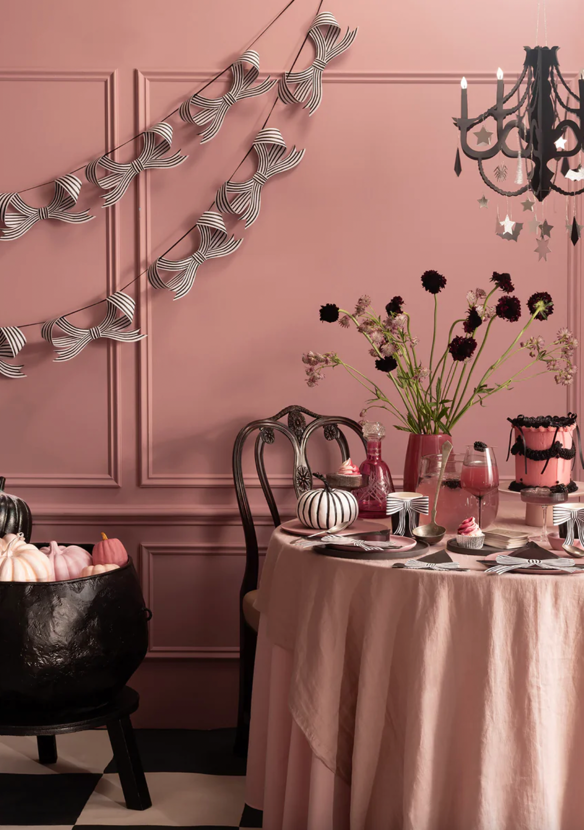 Stripy Black And White Bow Garland - The Cross Decor & Design