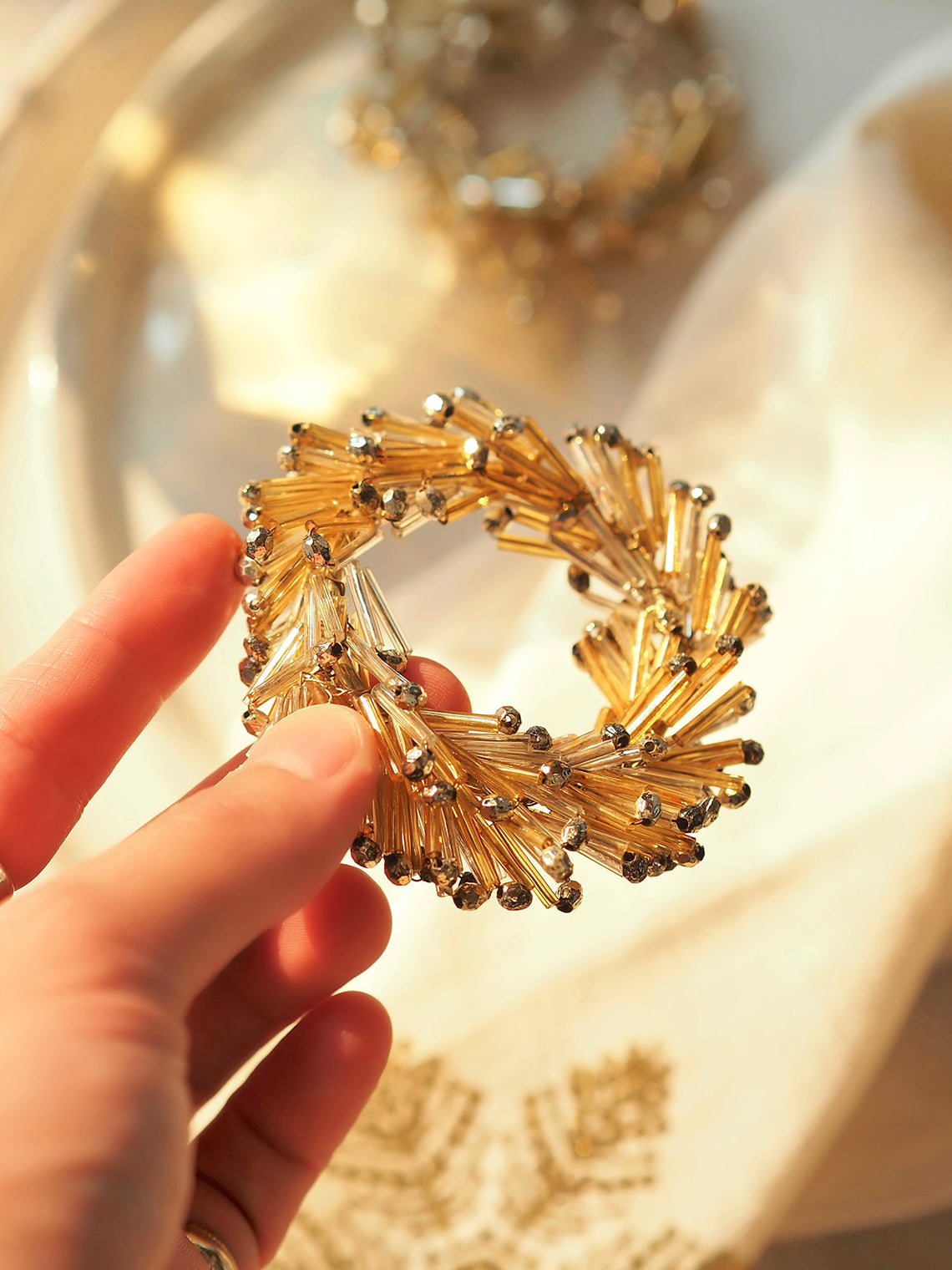Gold Beaded Napkin Ring