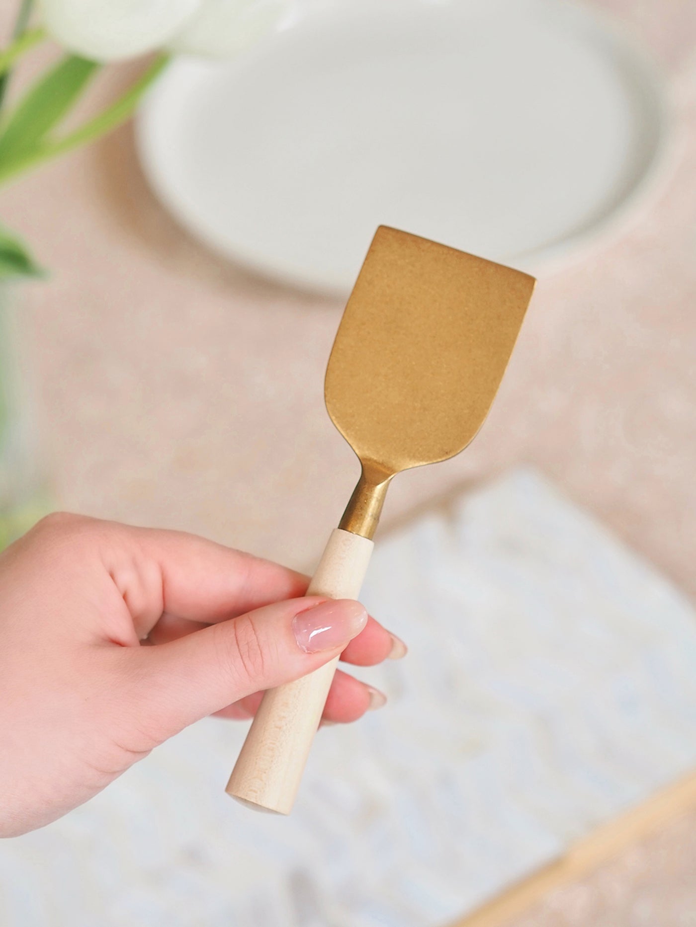 Maple Wood Gold Cheese Knives - The Cross Decor & Design