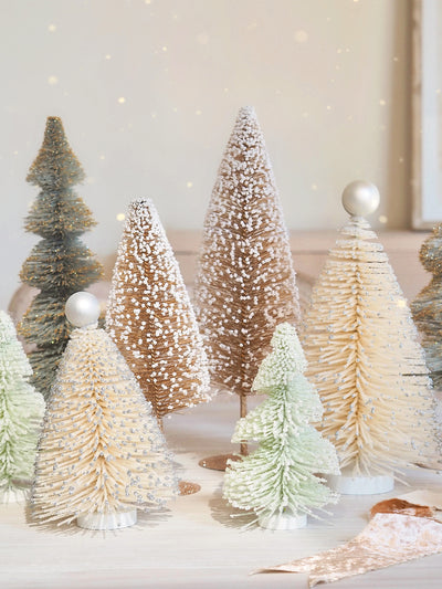 Silver Flaked Bottle Brush Trees - The Cross Decor & Design