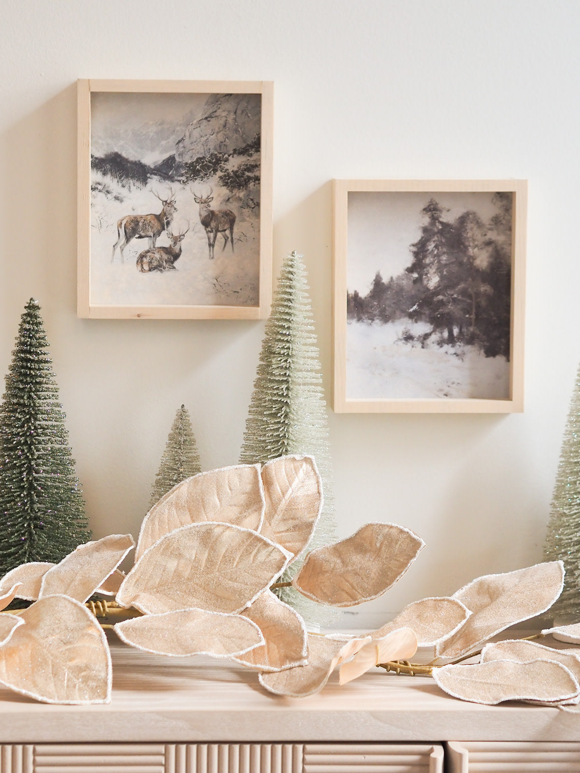 Vintage Snowy Forest Framed Print