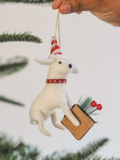 Dog w/ Market Bag Ornament