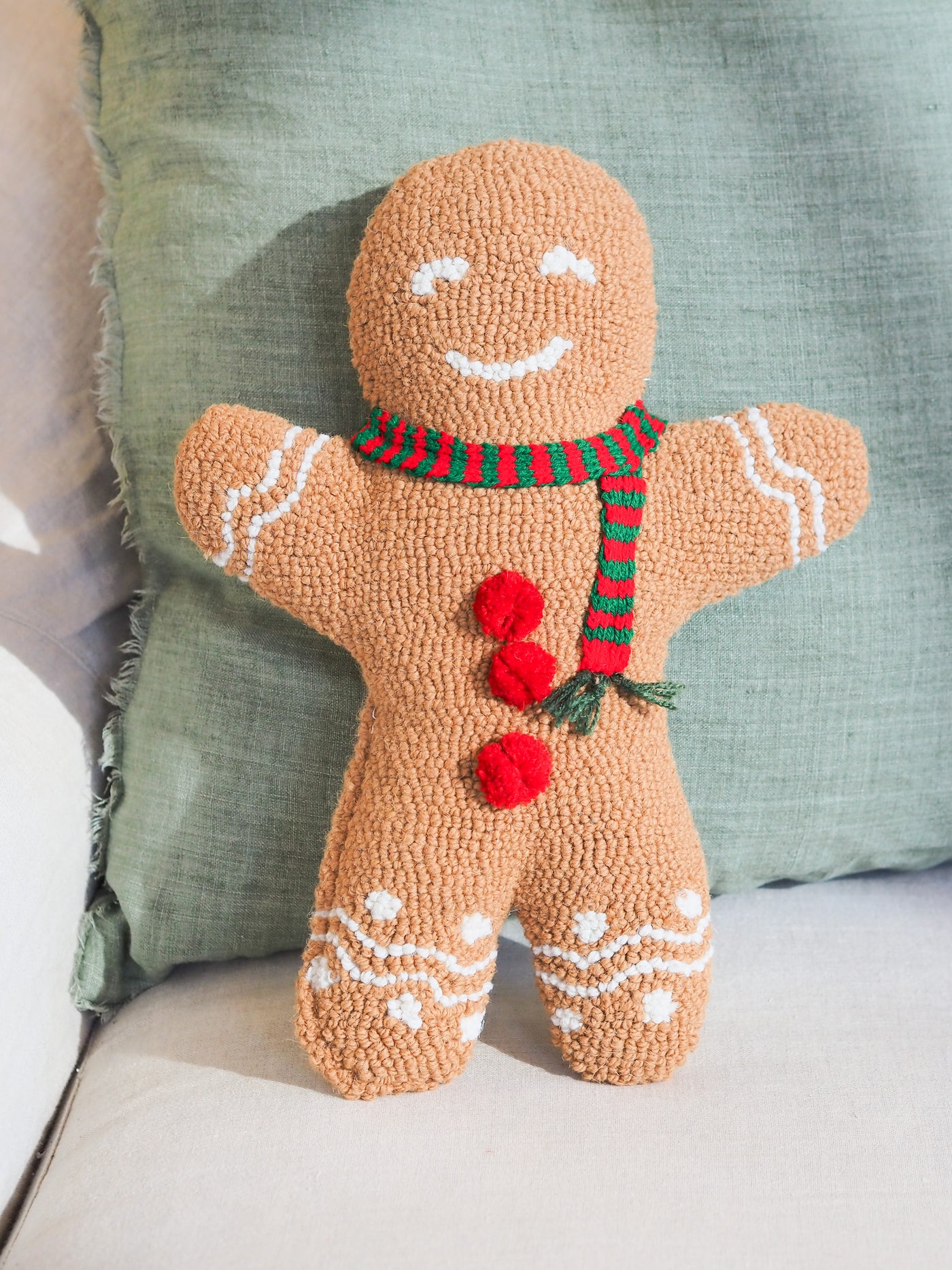 Gingerbread Man Hook Pillow 12x16