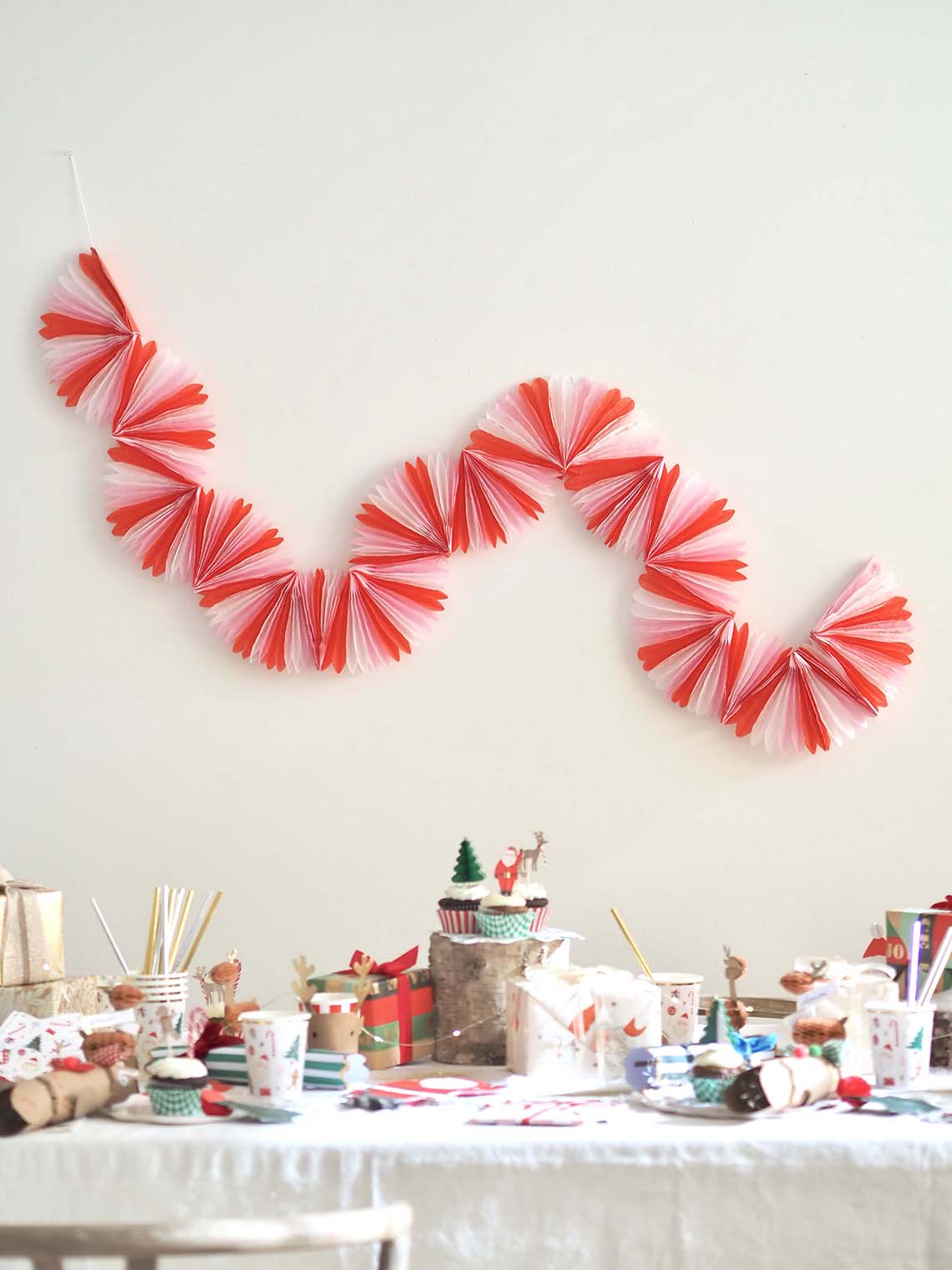 Candy Cane Stripe Honeycomb Garland - The Cross Decor & Design