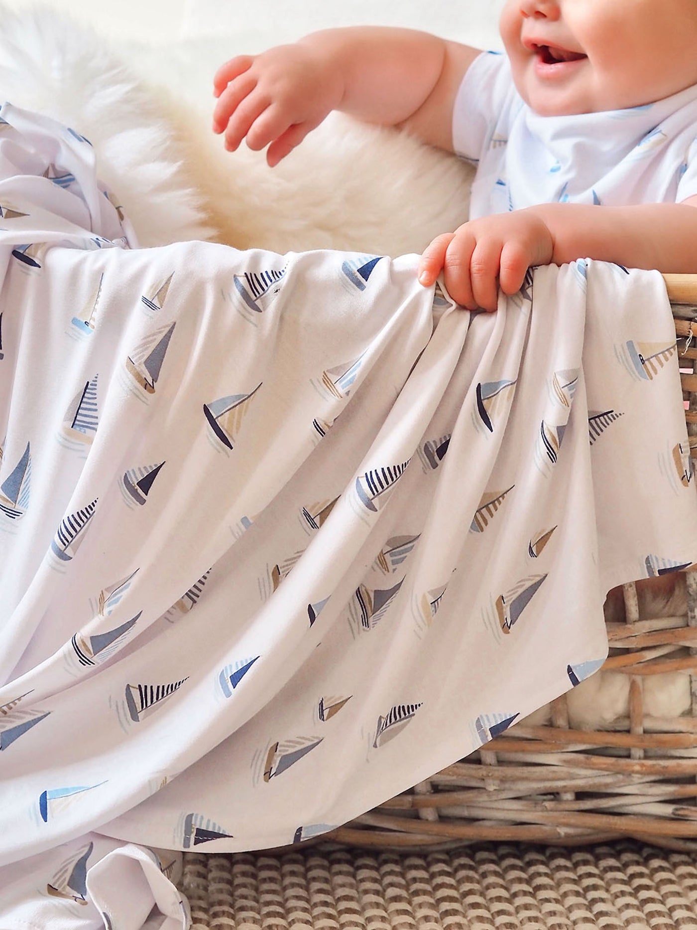 Sailboats Blue Swaddle Blanket - The Cross Decor & Design
