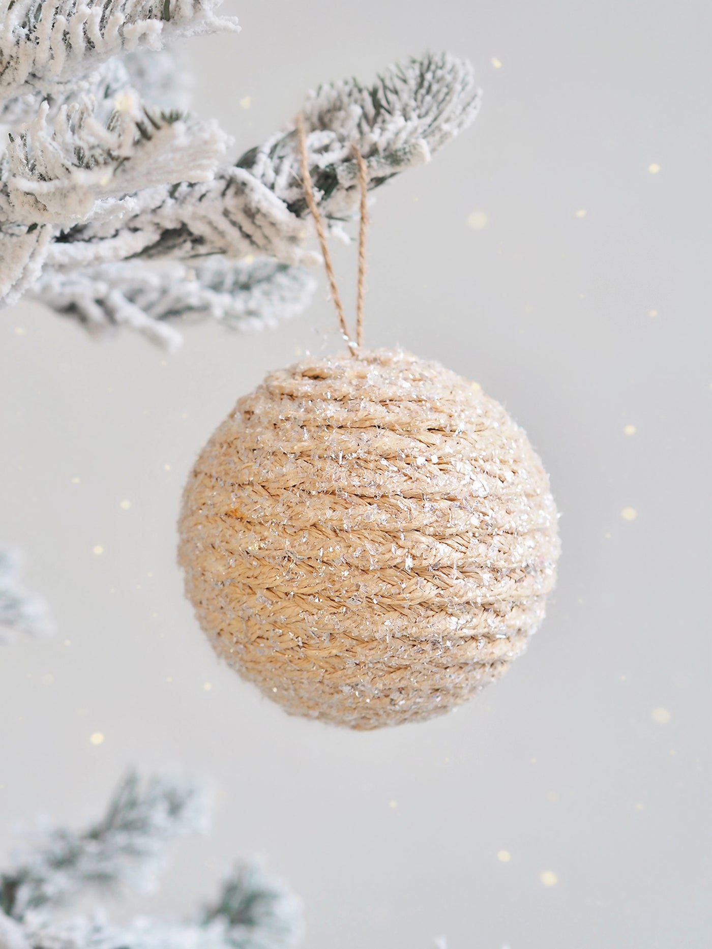 Natural Frosted Braided Ball Ornament