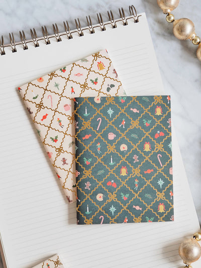 Pair Of 2 Holiday Argyle Pocket Notebooks