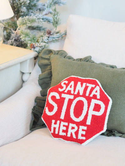 Santa Stop Sign Hook Pillow 12x12