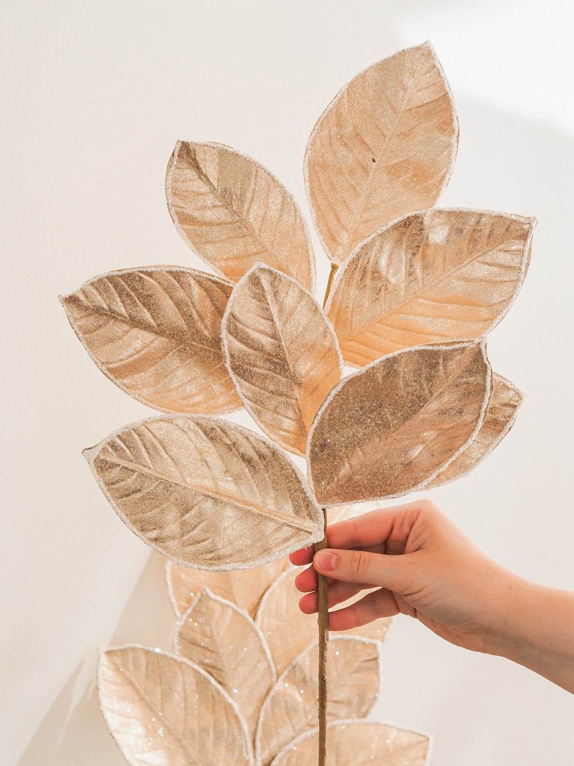 Glittered Magnolia Leaf Stem - The Cross Decor & Design