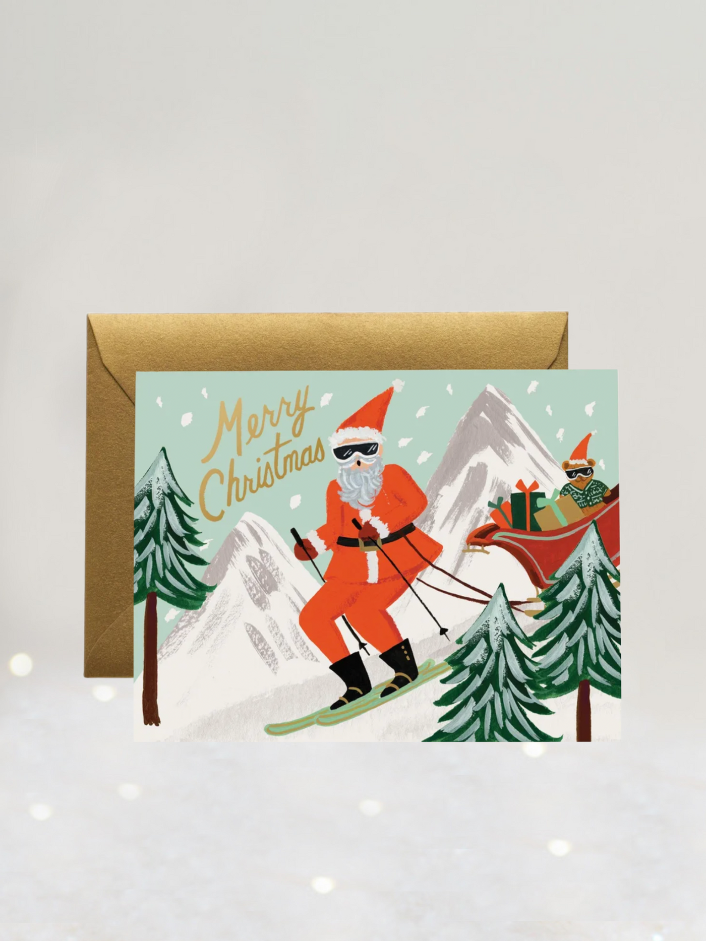 Skiing Santa Card