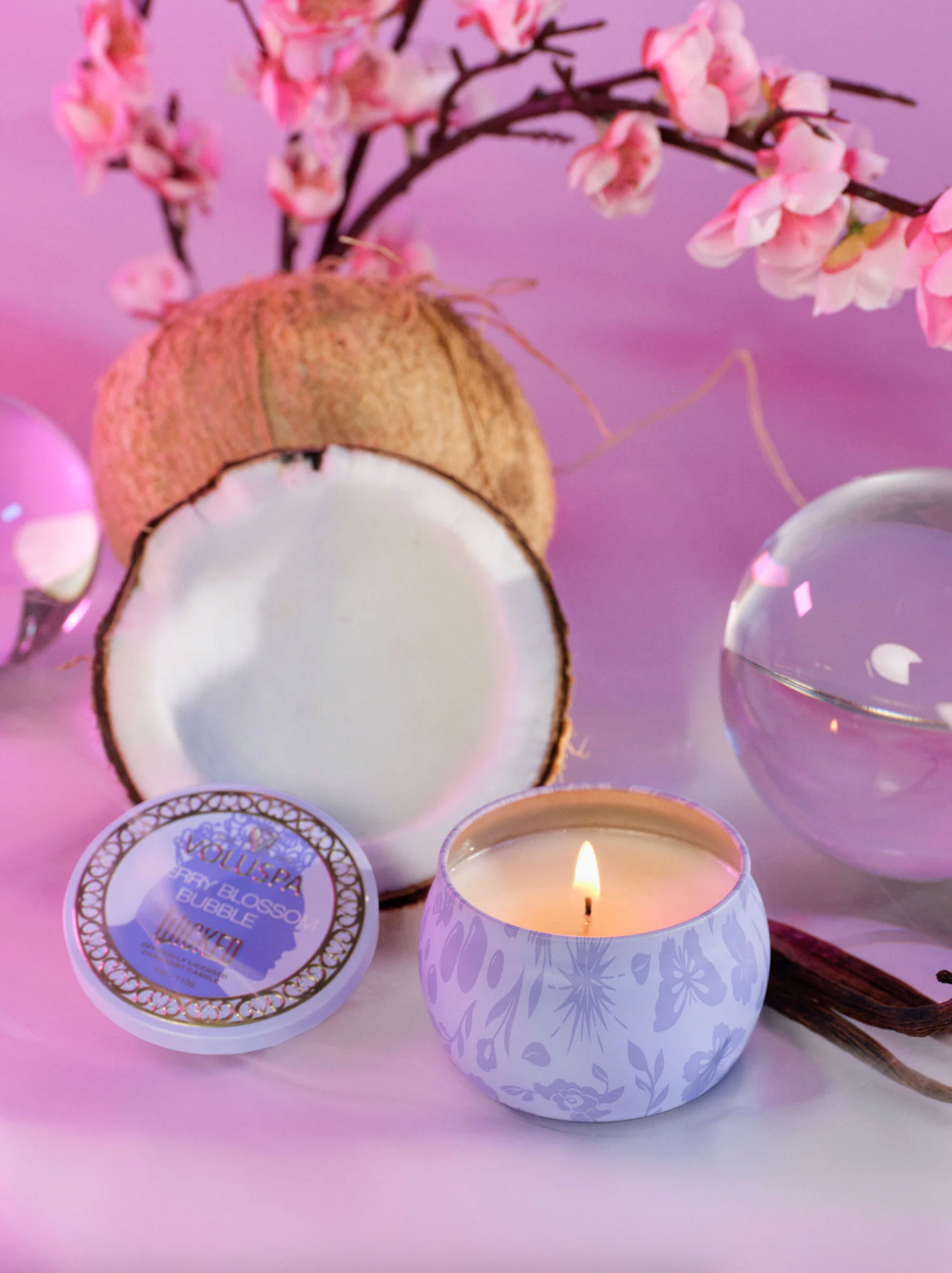 Cherry Blossom Bubble Mini Tin Candle