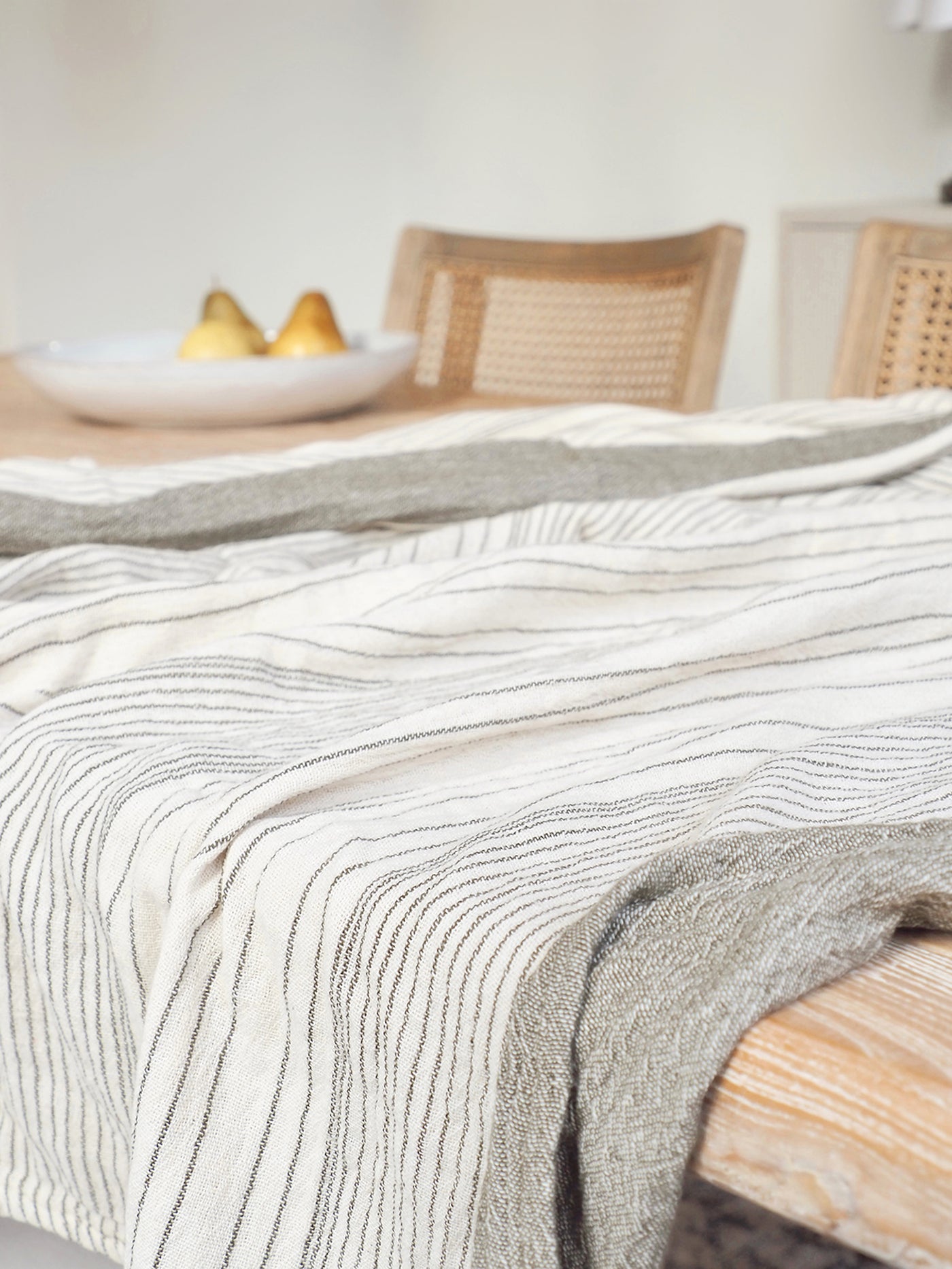 Lyra Olive Striped Tablecloth - The Cross Decor & Design