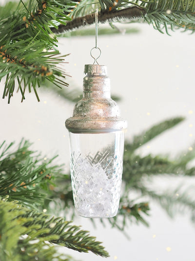 Silver Cocktail Shaker Ornament