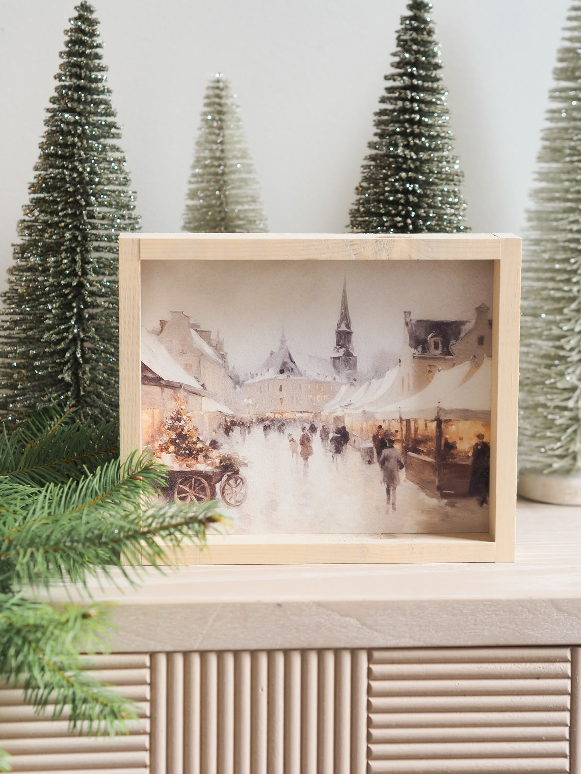 Vintage Christmas Market Framed Print 8.5"x7" - The Cross Decor & Design