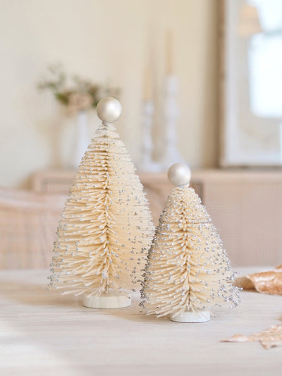 Silver Flaked Bottle Brush Trees - The Cross Decor & Design