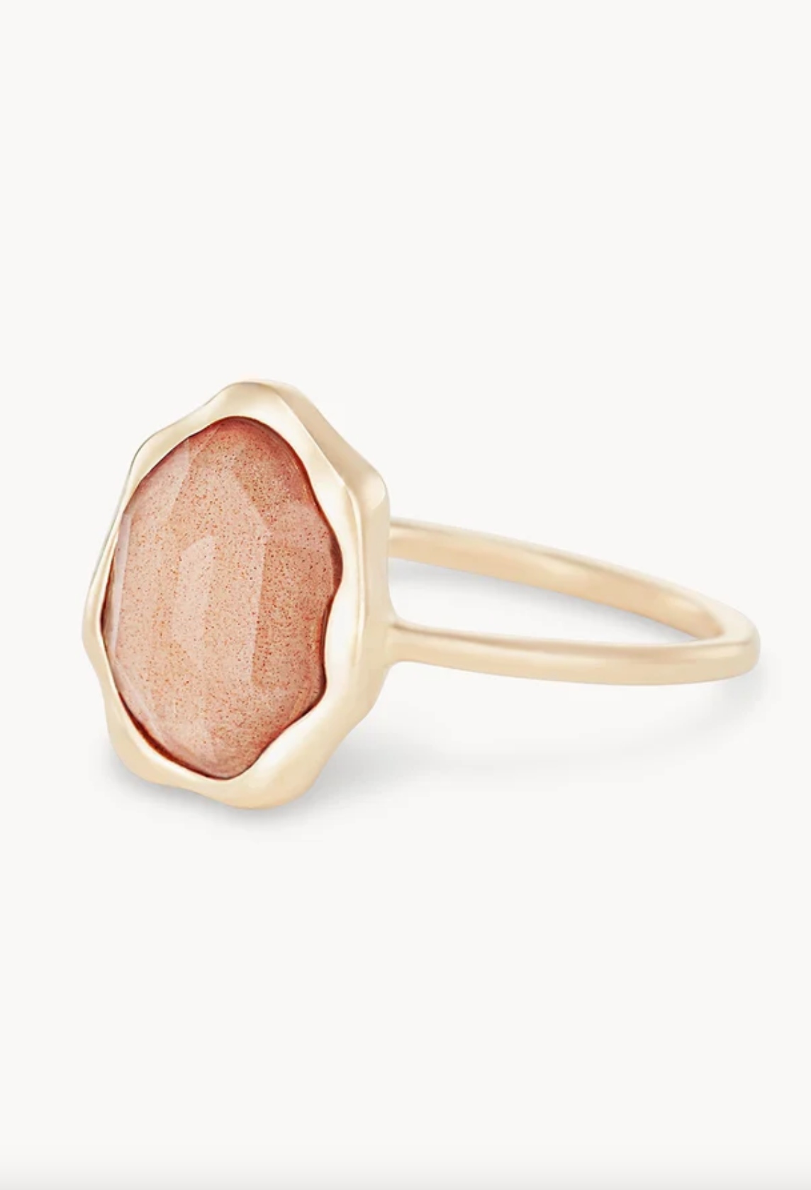 Peach Moonstone Mood Ring | 14K Gold - The Cross Decor & Design