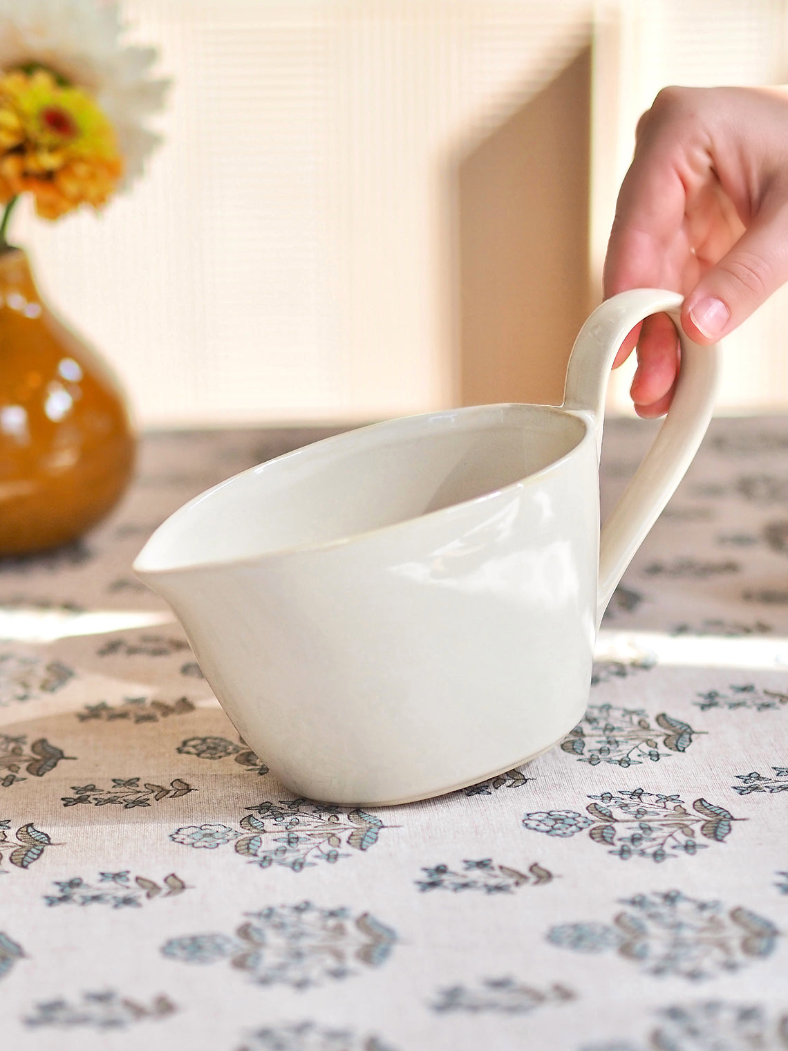 Kiran White Gravy Boat - The Cross Decor & Design