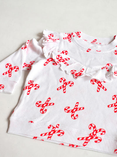 Candy Canes V-Ruffle Top