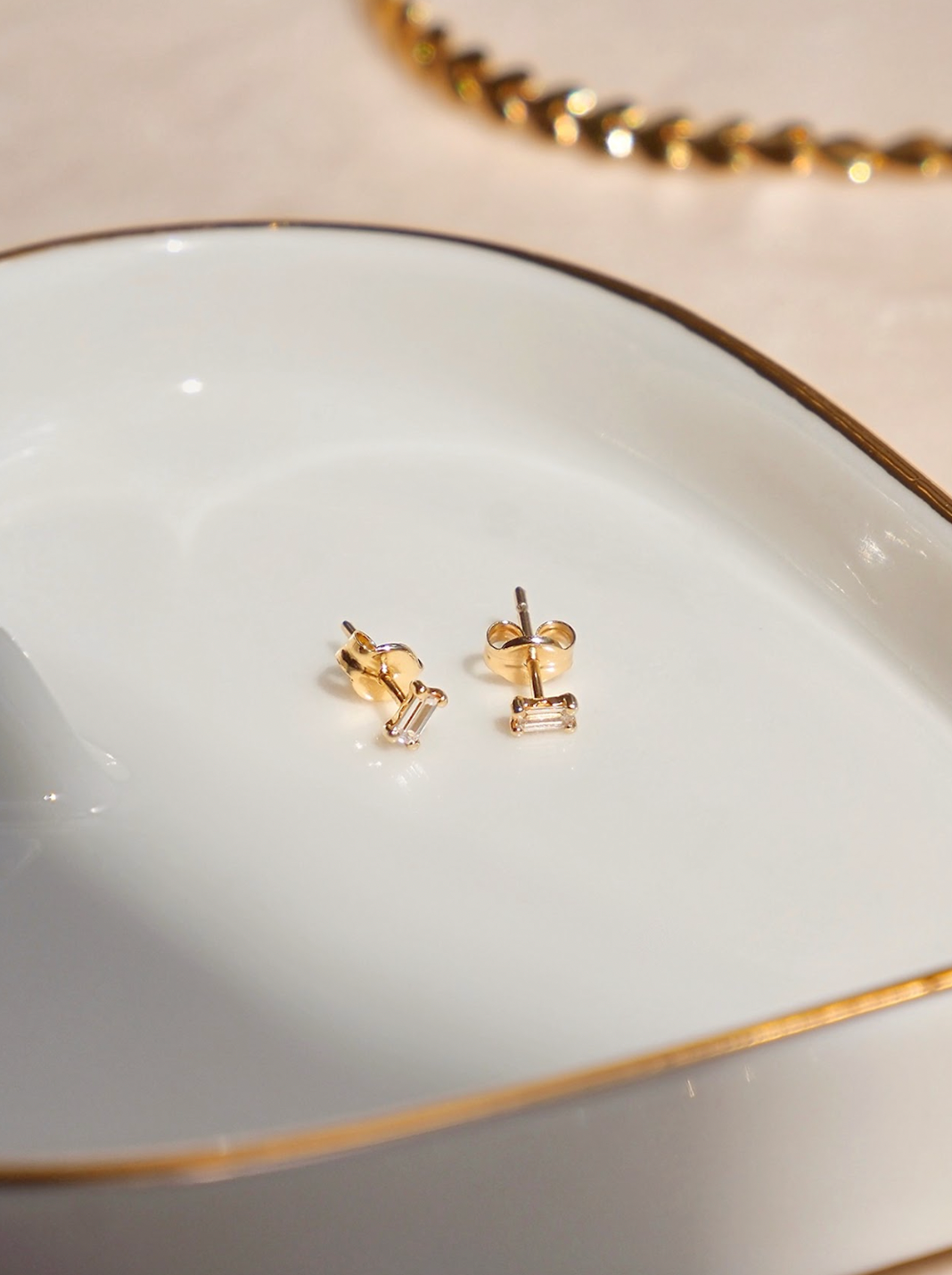Tiny Baguette Studs | 10K - The Cross Decor & Design