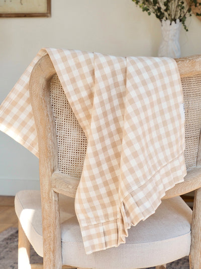 Ruffle Beige Gingham Tea Towel