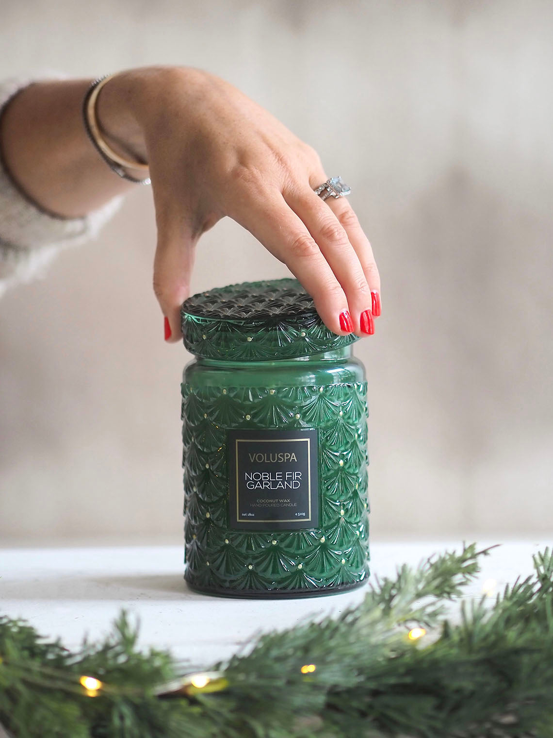 Noble Fir Garland Jar Candle | Large - The Cross Decor & Design