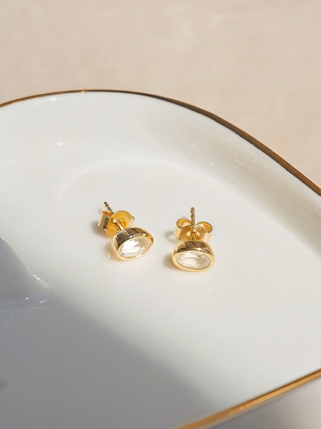 Bezel Oval Studs - The Cross Decor & Design